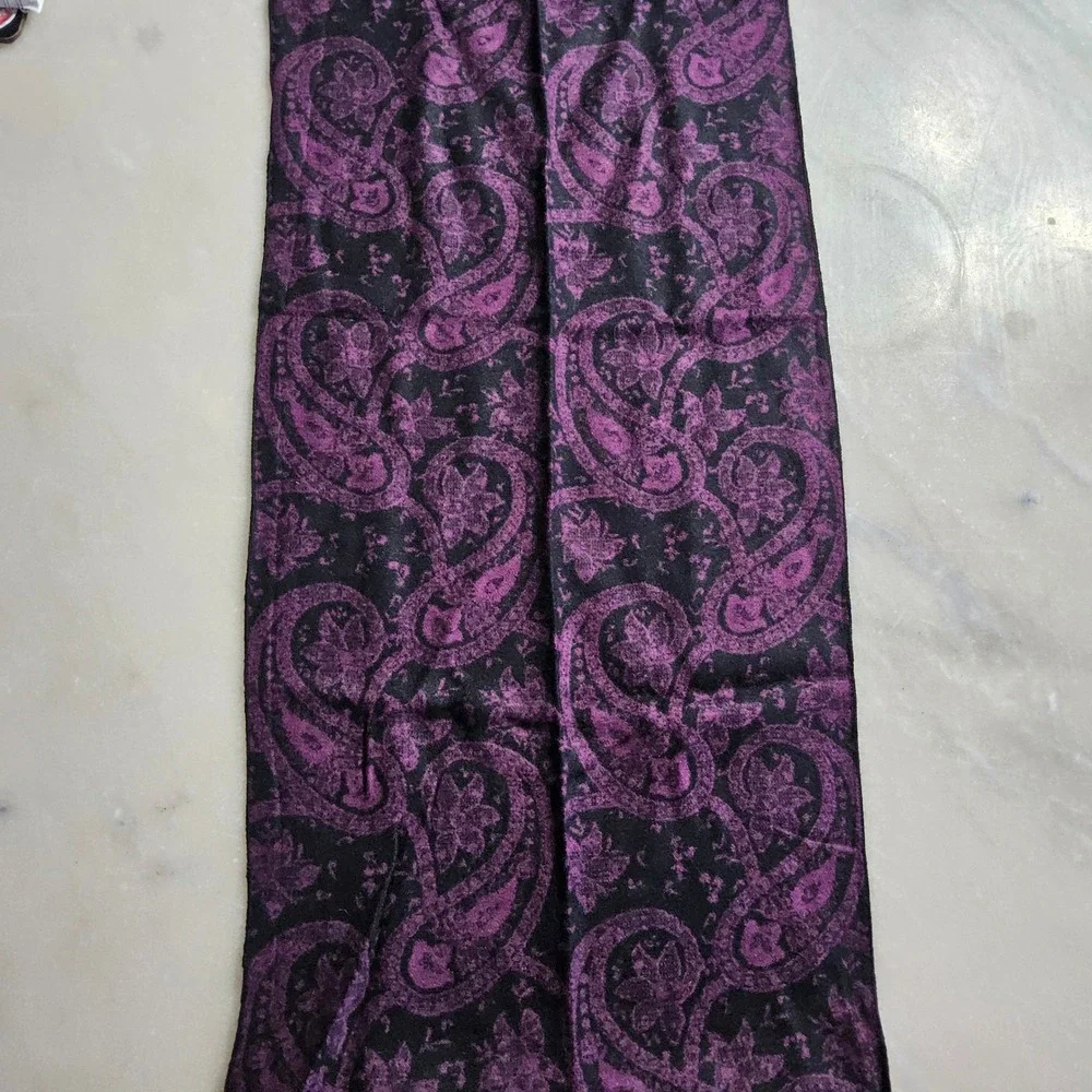 Purple Paisley Scarf‎ with Fringe Women's Fashion Accessory